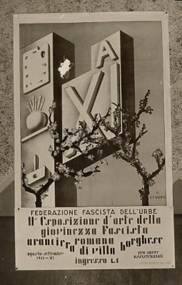 Manifesto di A.P. Valente per la "II Esposizione d'arte della giovinezza Fascista" (agosto-settembre 1933)